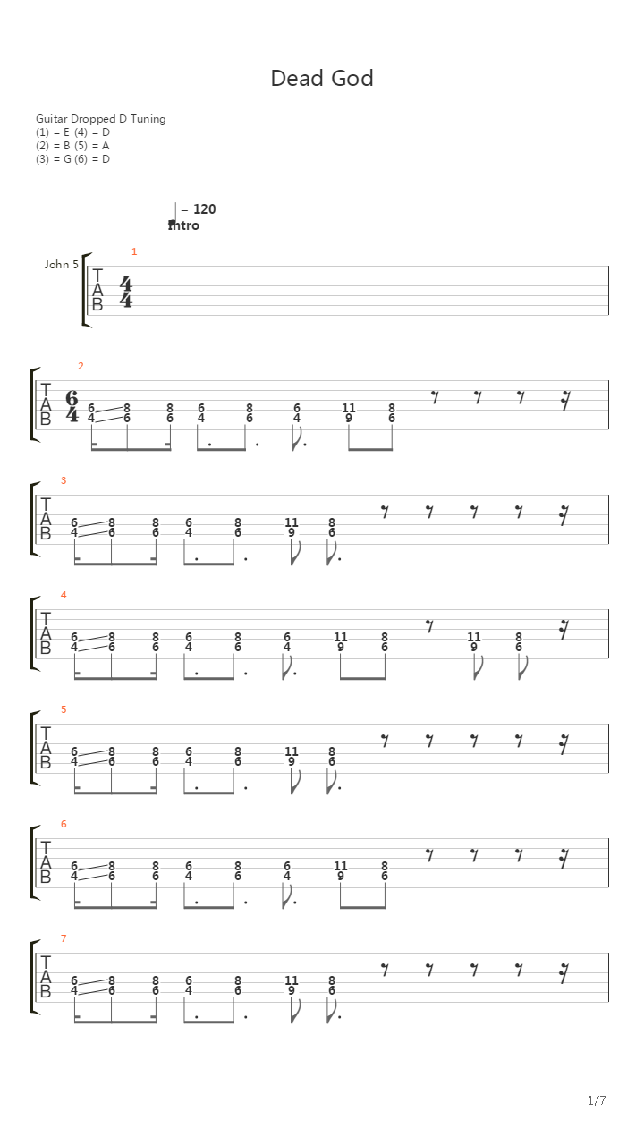 Dead God吉他谱