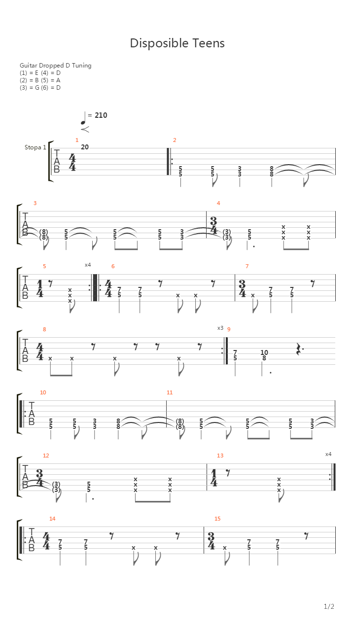 Disposible Teens吉他谱