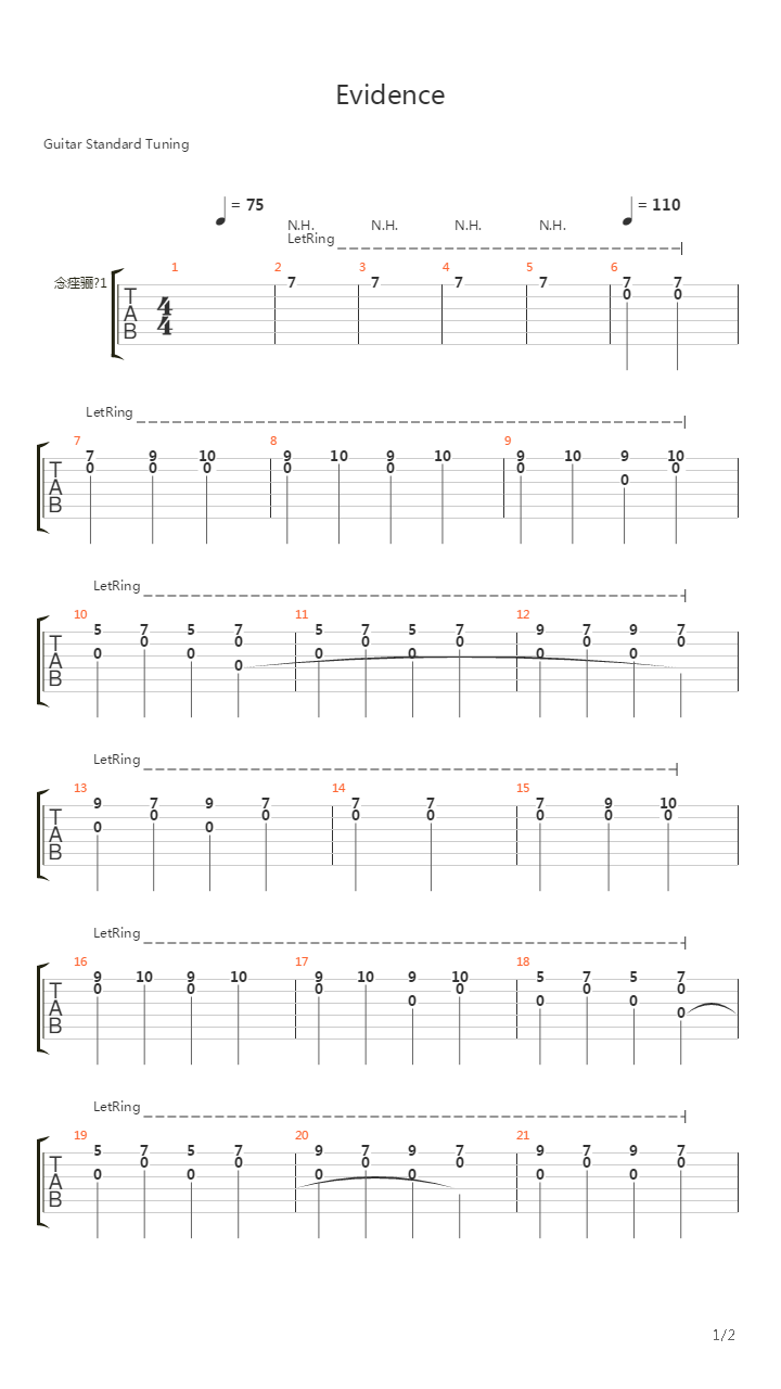 Evidence吉他谱