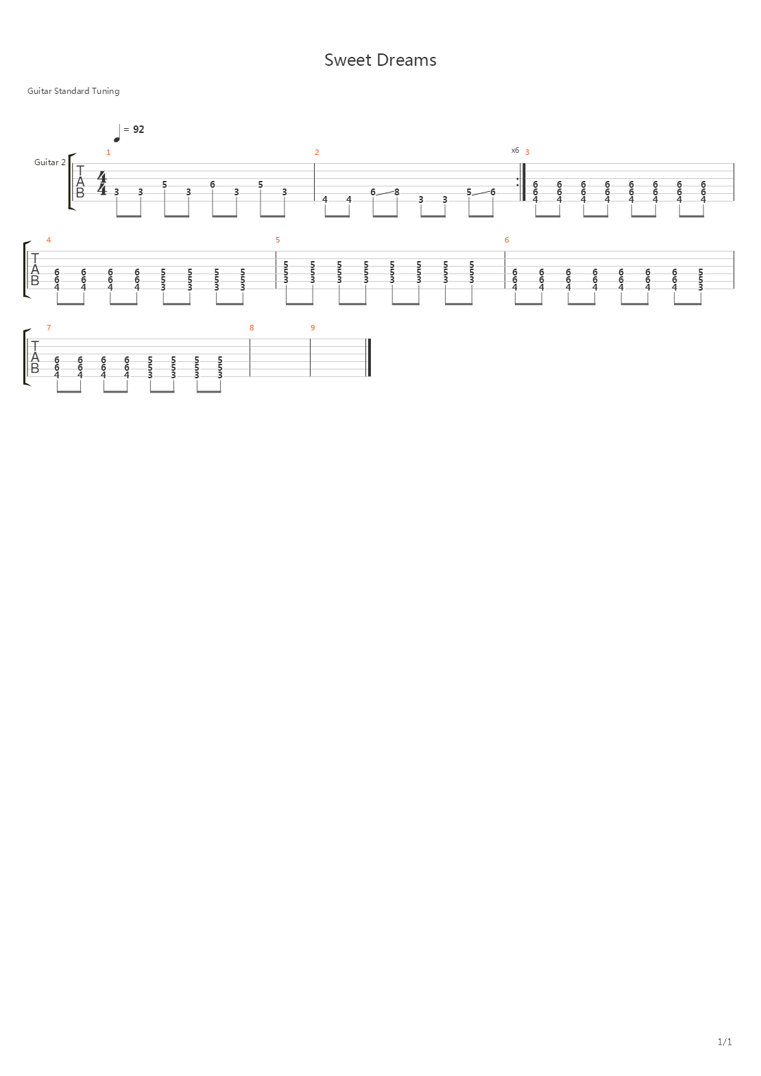sweetdreams吉他谱图片