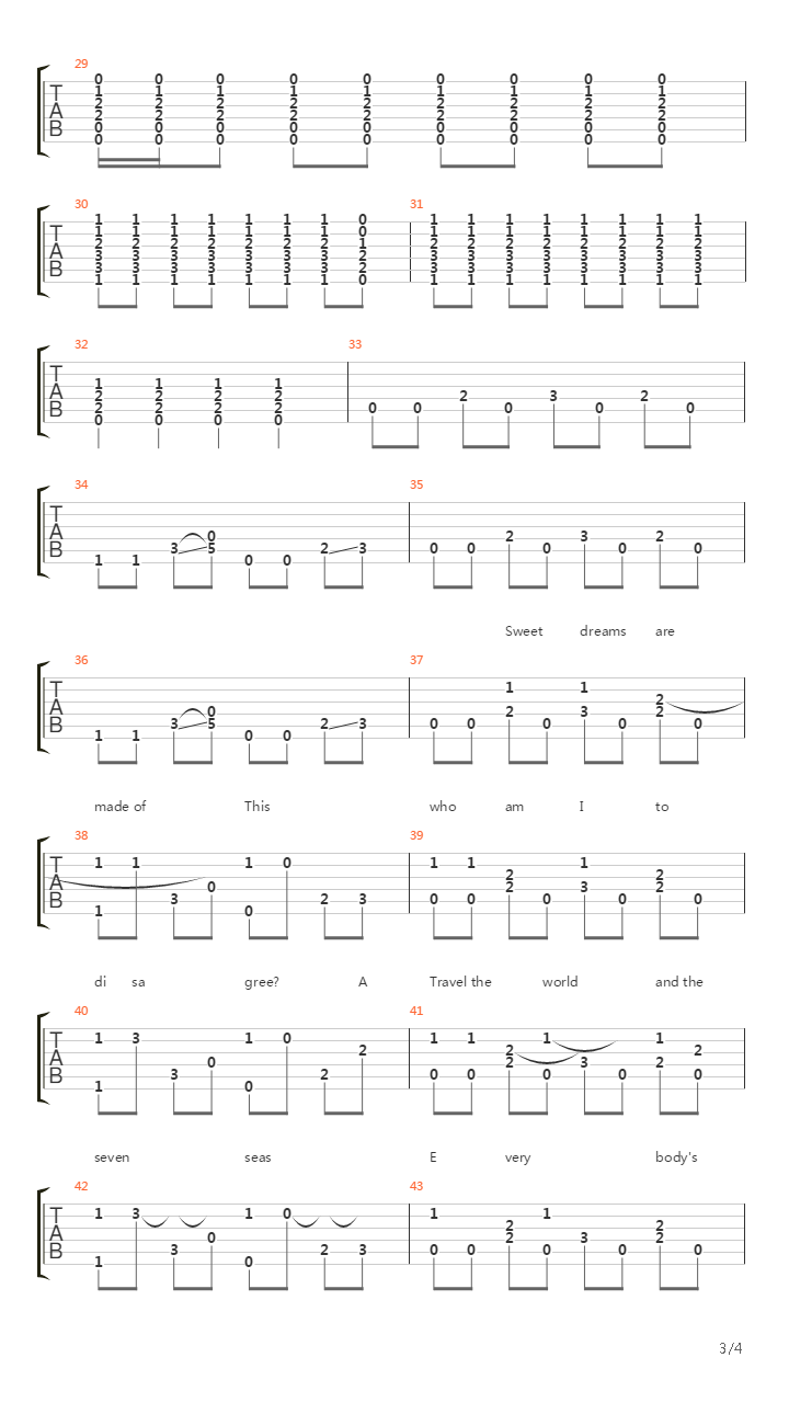 Sweet Dreams (Fingerstyle)吉他谱