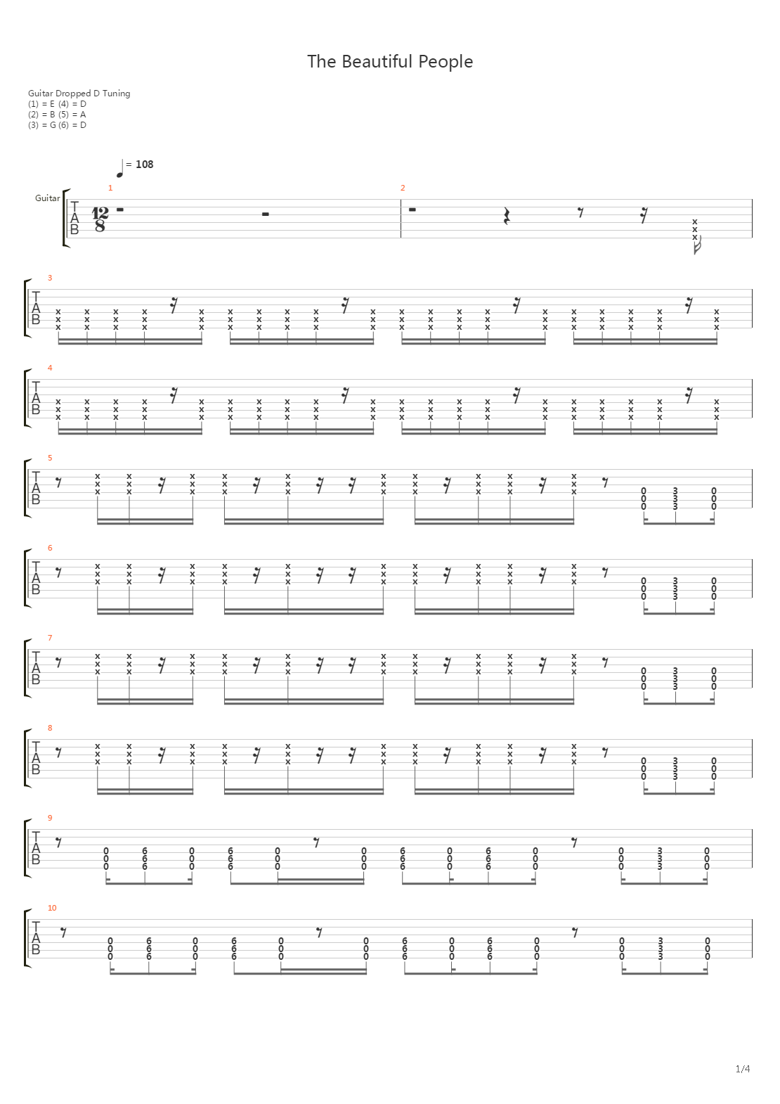 The Beautiful People吉他谱