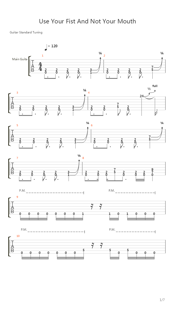 Use Your Fist And Not Your Mouth吉他谱