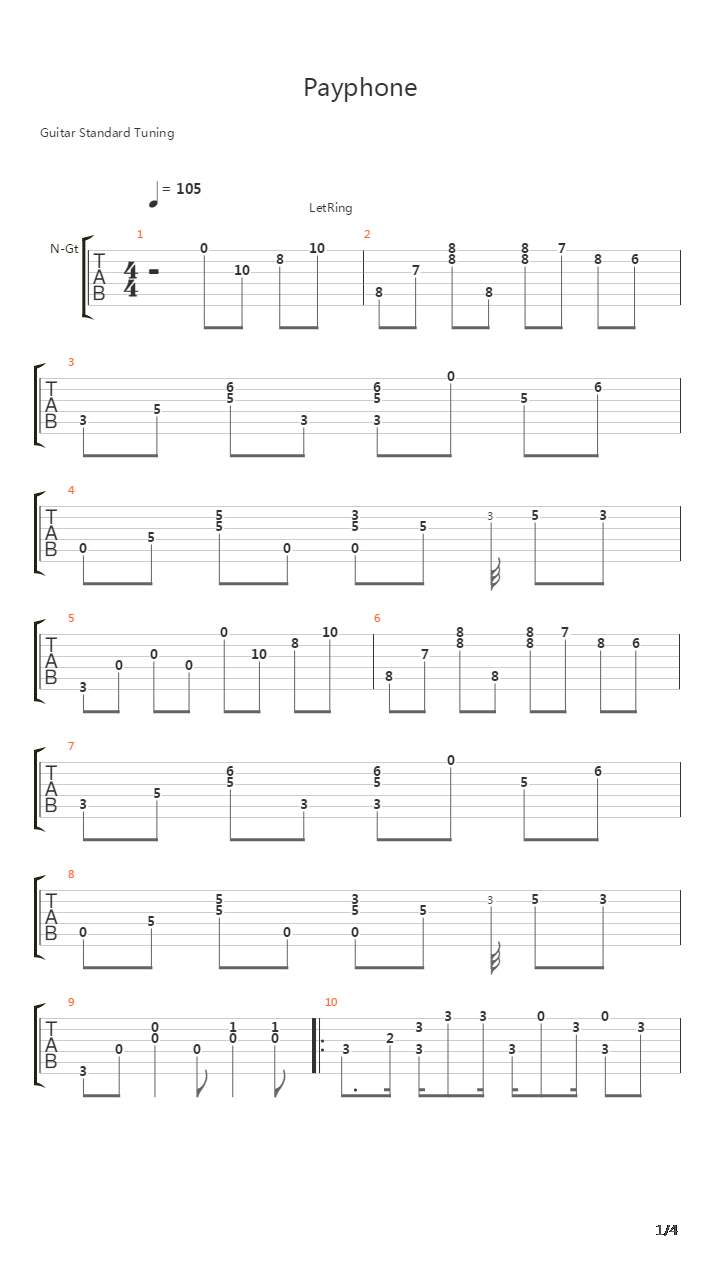 Payphone (fingerstyle version by MrAsbun)吉他谱