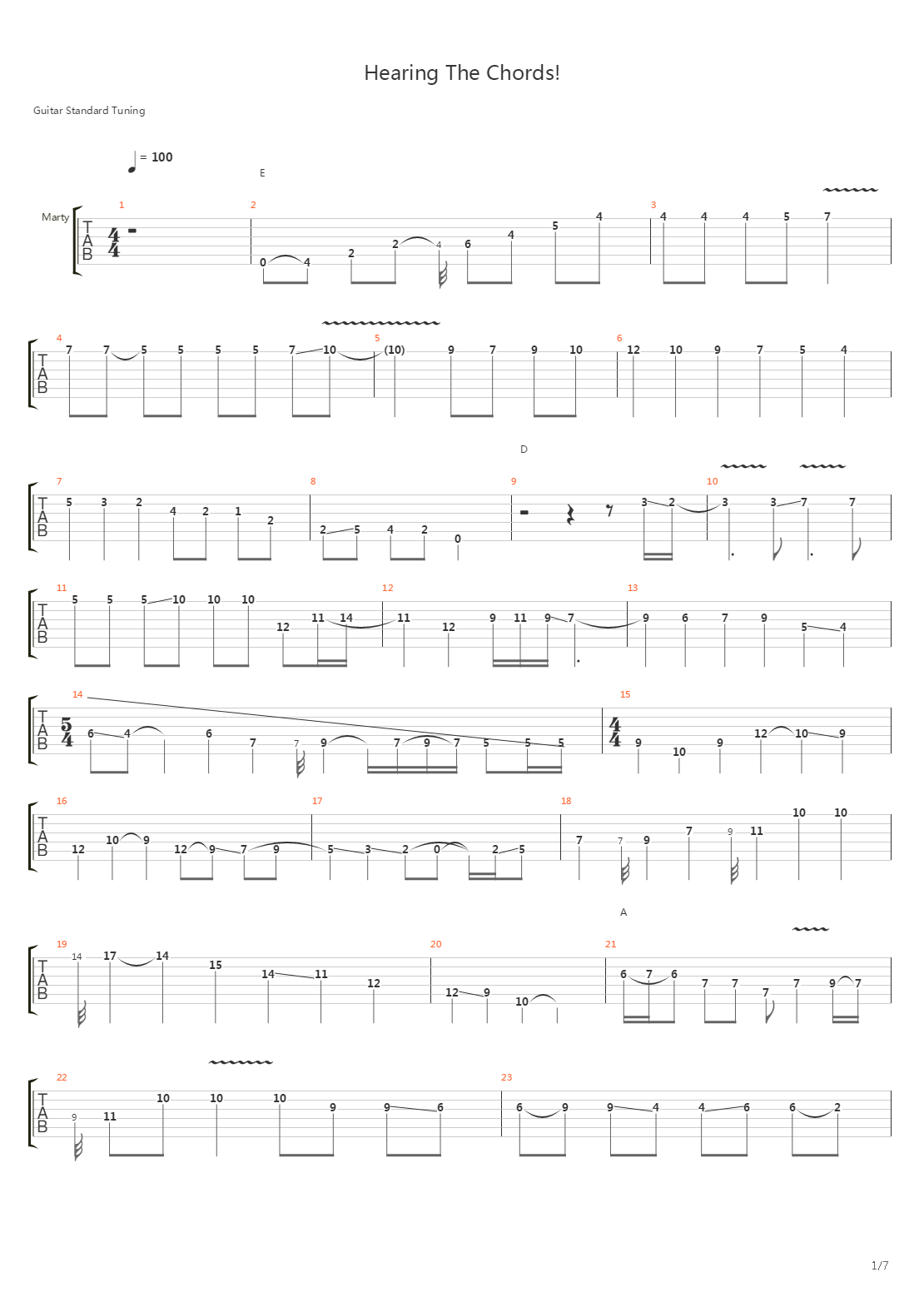 Hearing The Chords吉他谱