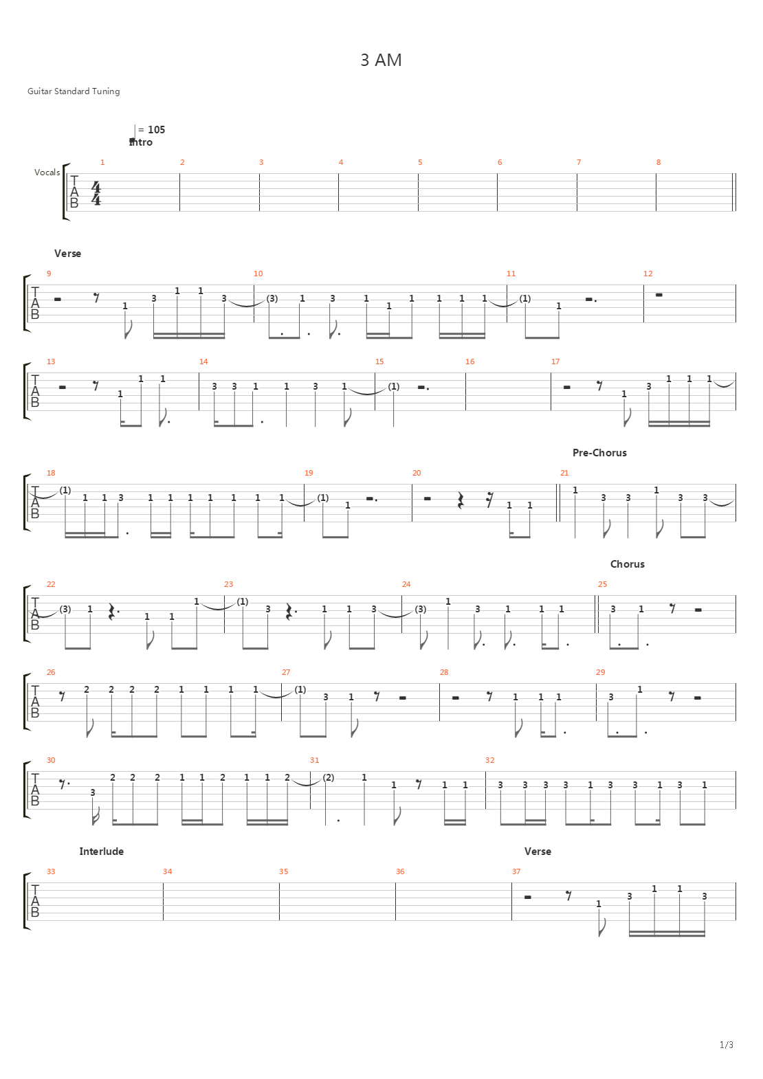 3 Am吉他谱