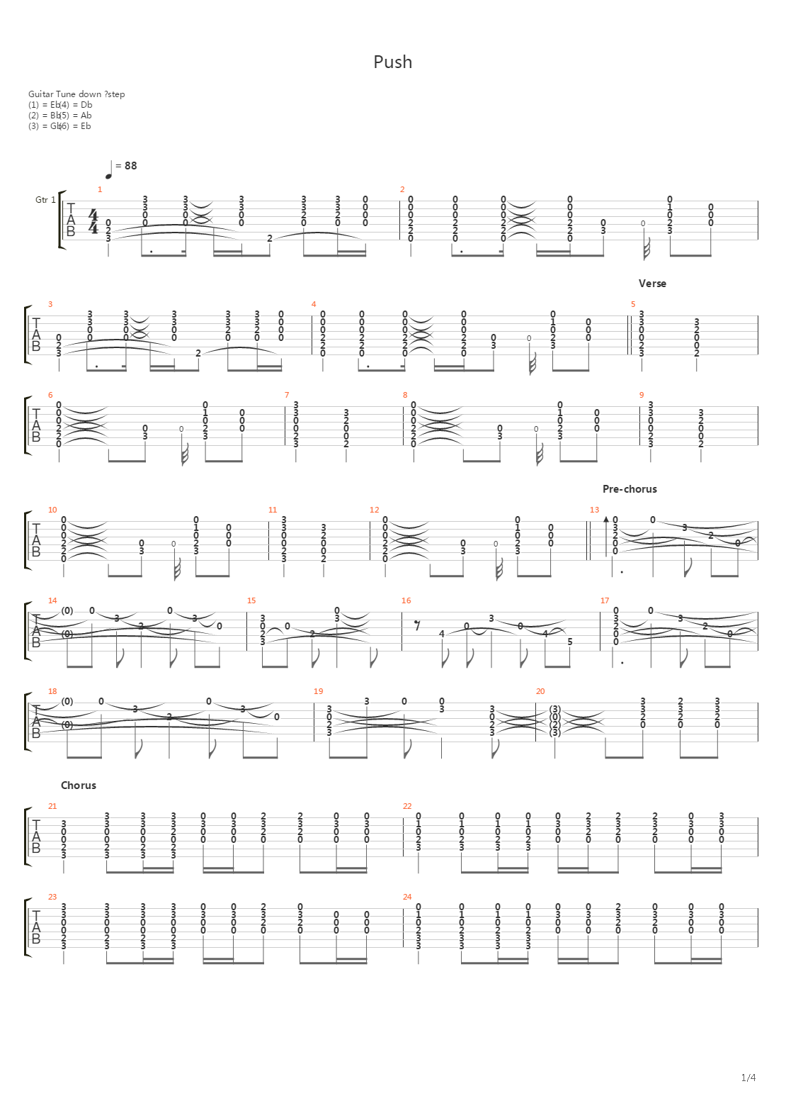 Push吉他谱