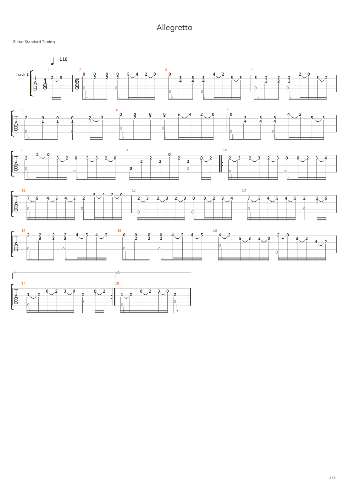 Allegretto From 2 Part in A-dur吉他谱