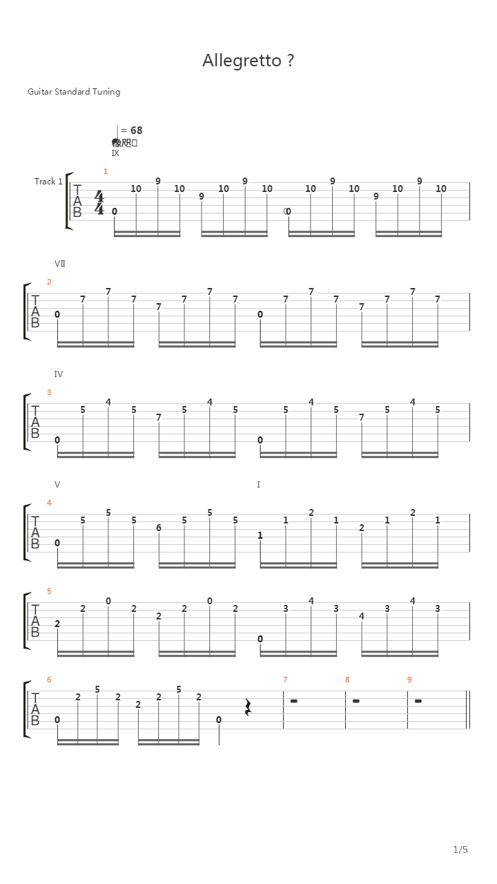 Allegretto No 2 from 2 part in A-dur吉他谱