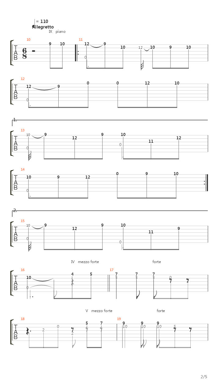 Allegretto No 2 from 2 part in A-dur吉他谱