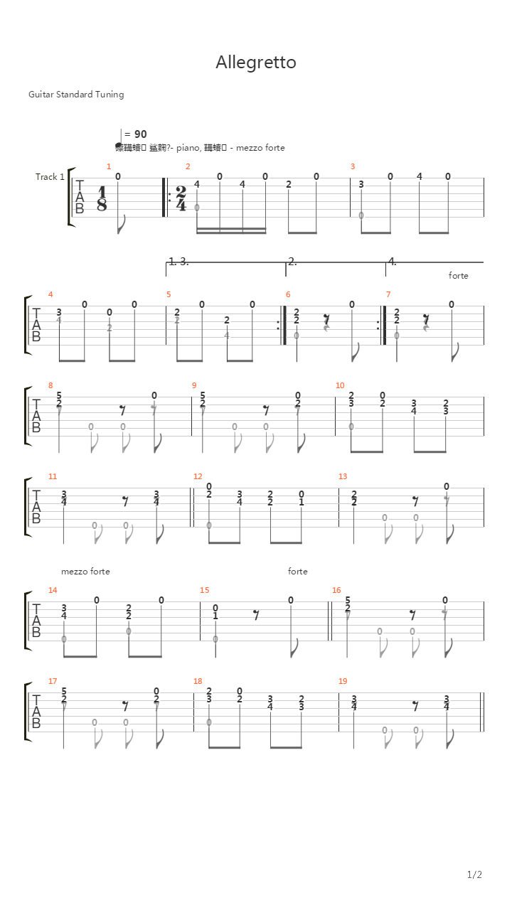 Allegretto in A-dur吉他谱