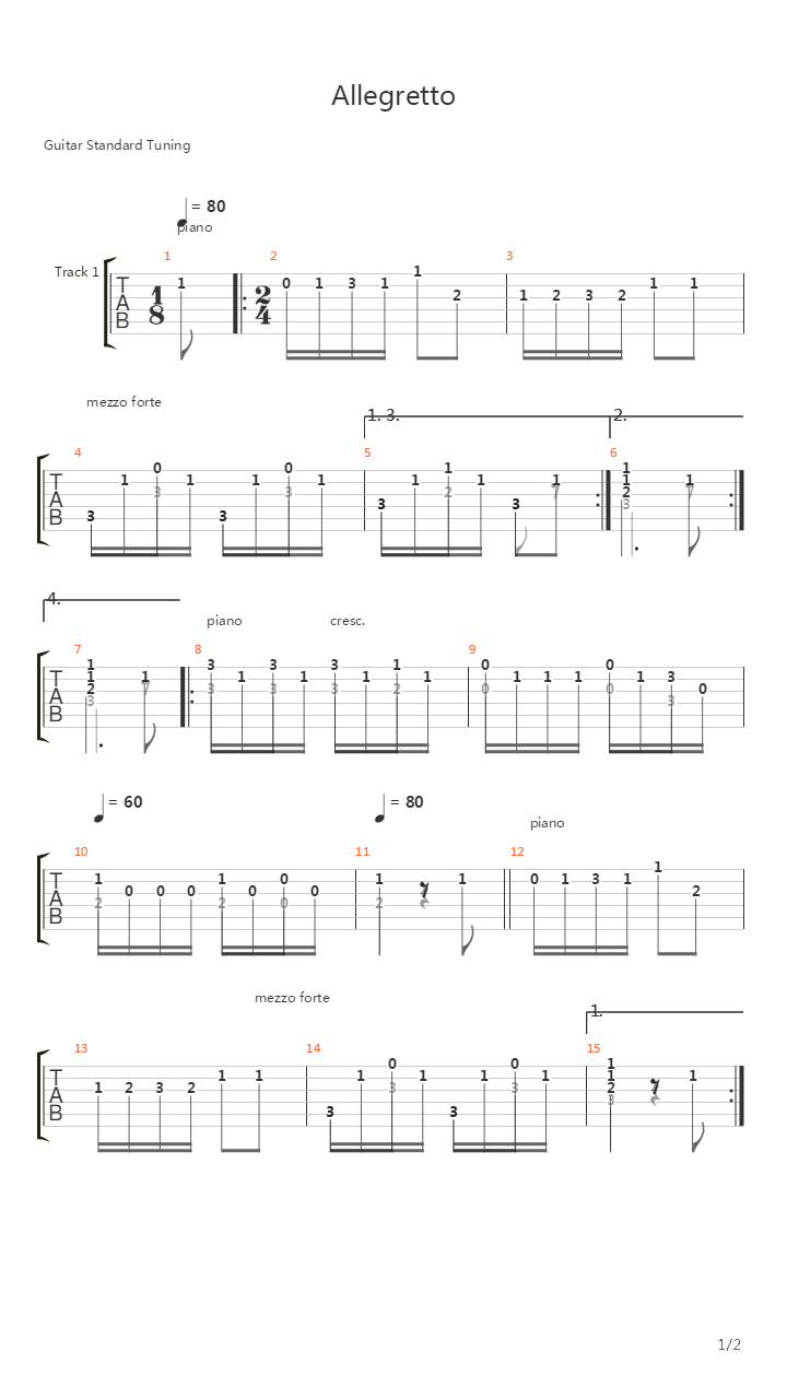 Allegretto in F-dur吉他谱