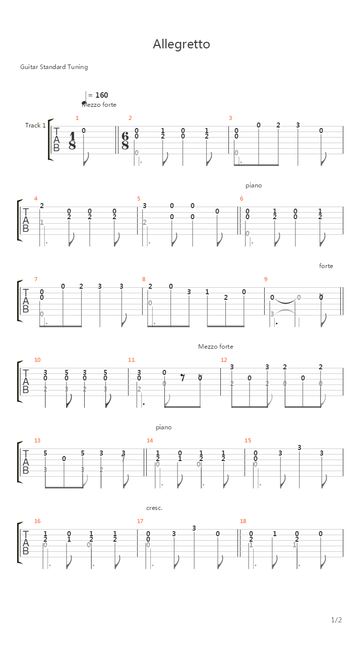 Allegretto in e-moll吉他谱