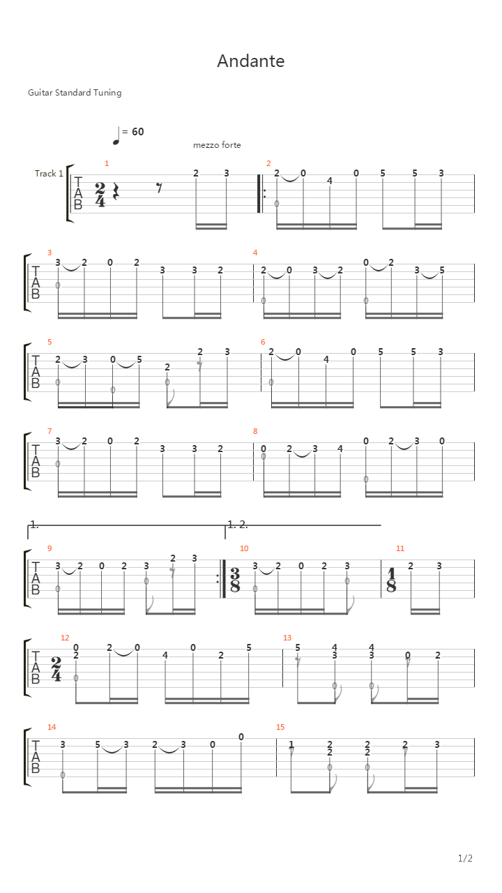 Andante from 2 part in D-dur吉他谱