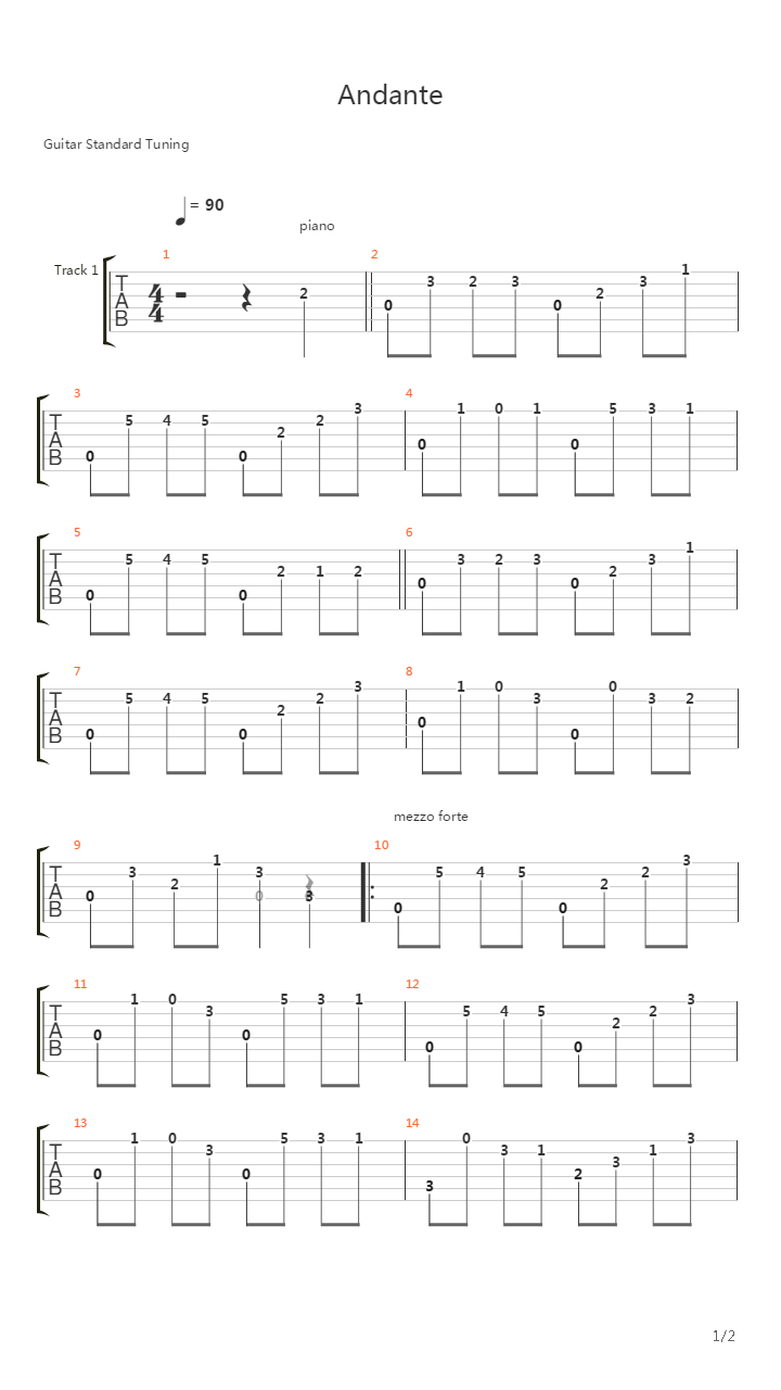 Andante in D-moll吉他谱