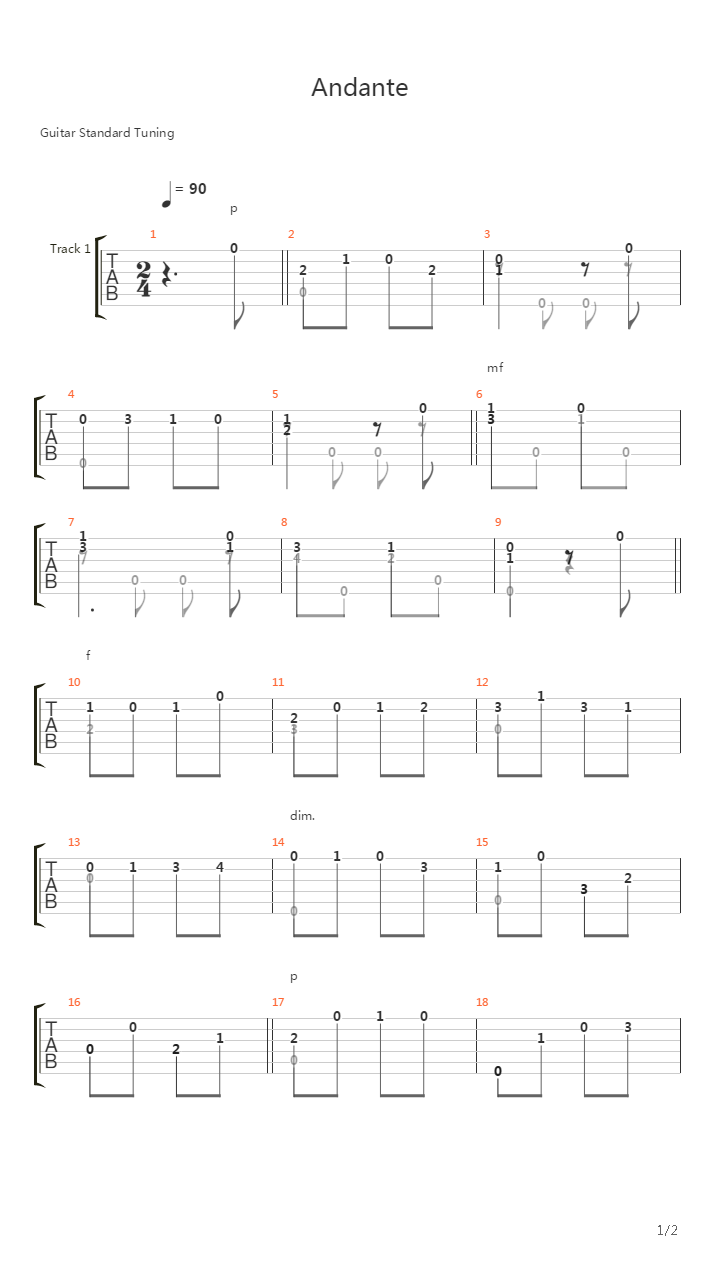 Andante in a-moll吉他谱