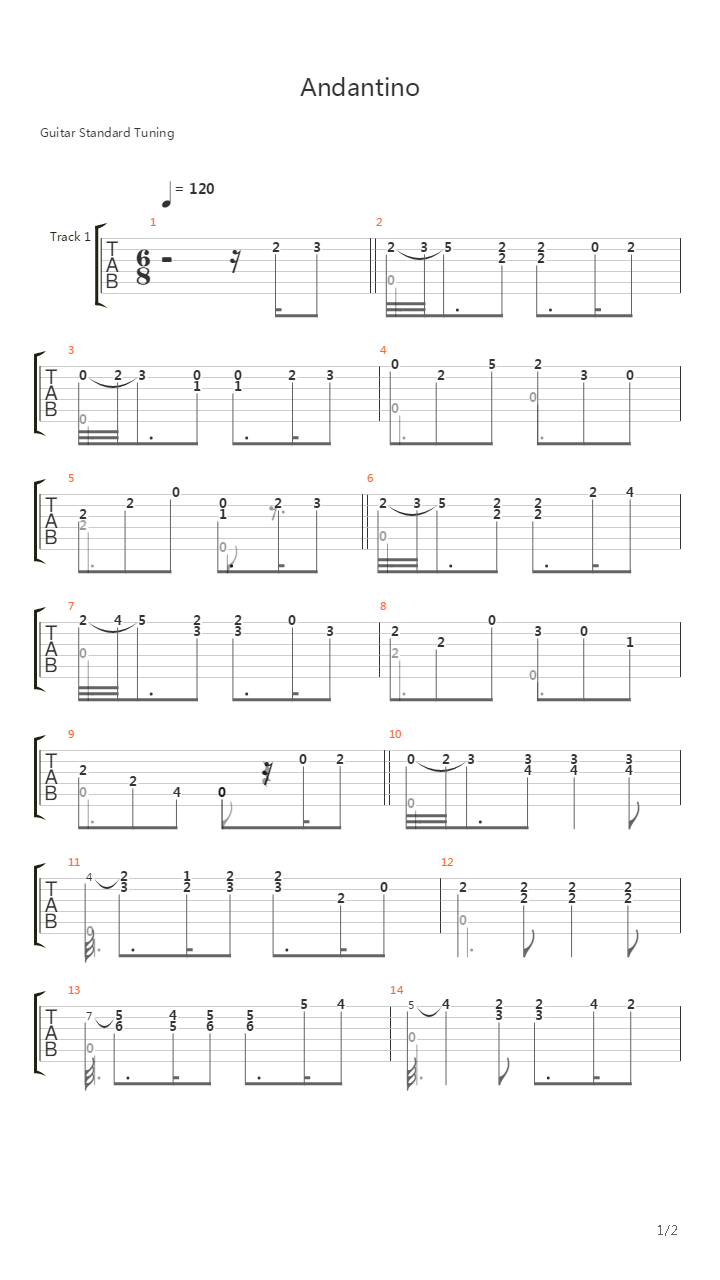 Andantino From 2 Part in A-dur吉他谱