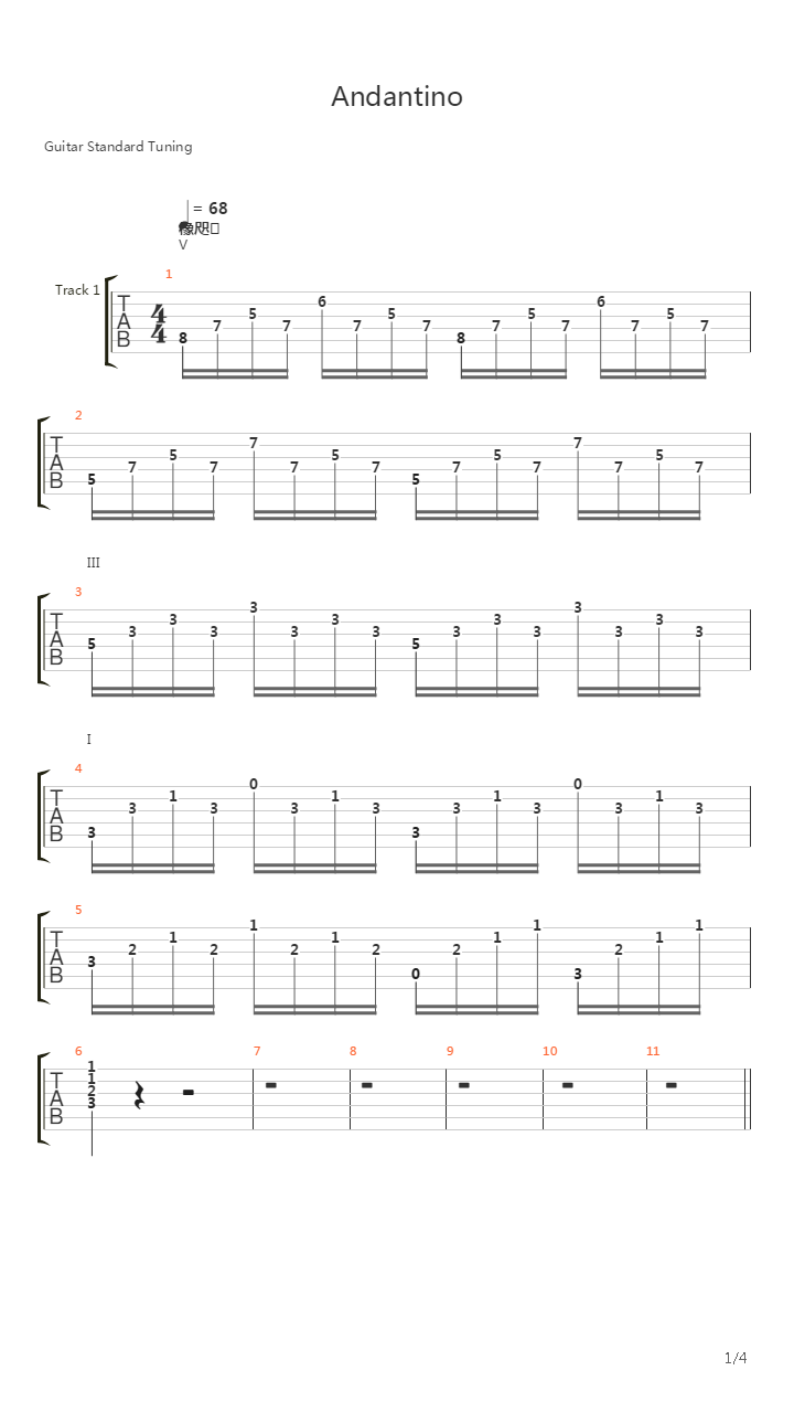 Andantino From 2 Part in F-dur吉他谱
