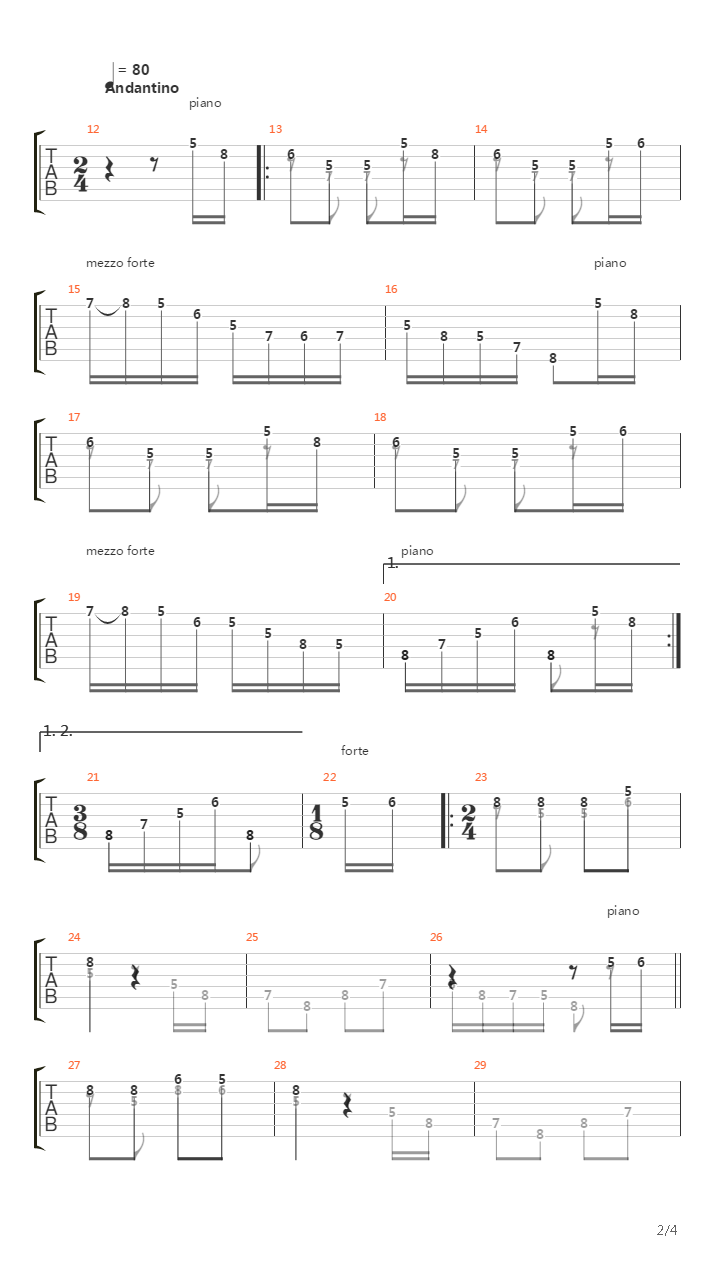 Andantino From 2 Part in F-dur吉他谱