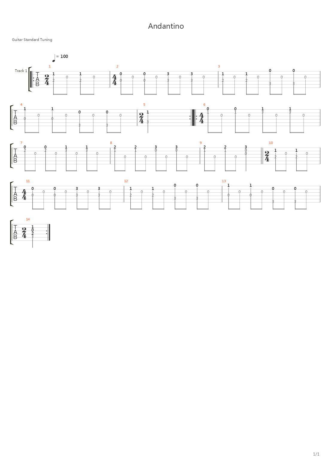 Andantino in C-dur吉他谱