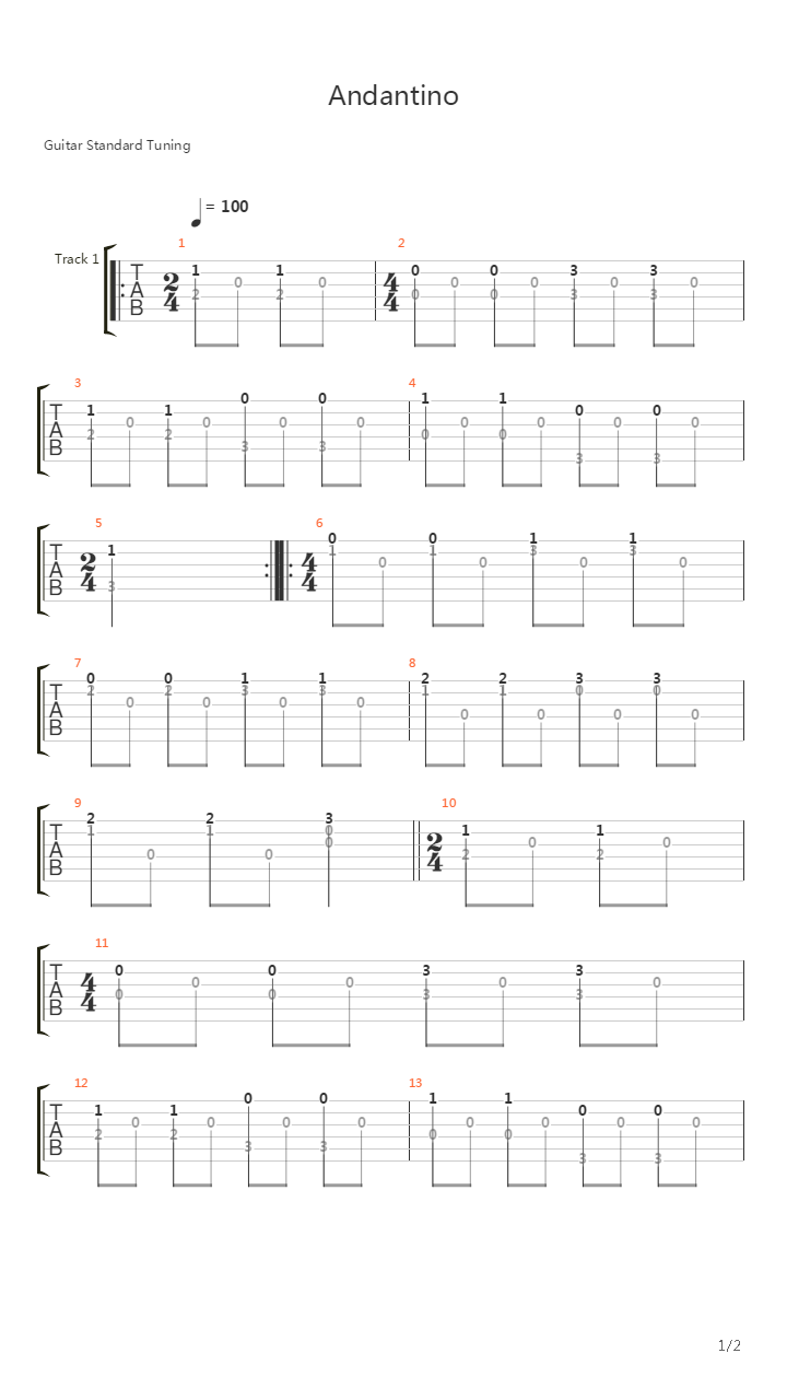 Andantino in C-dur吉他谱