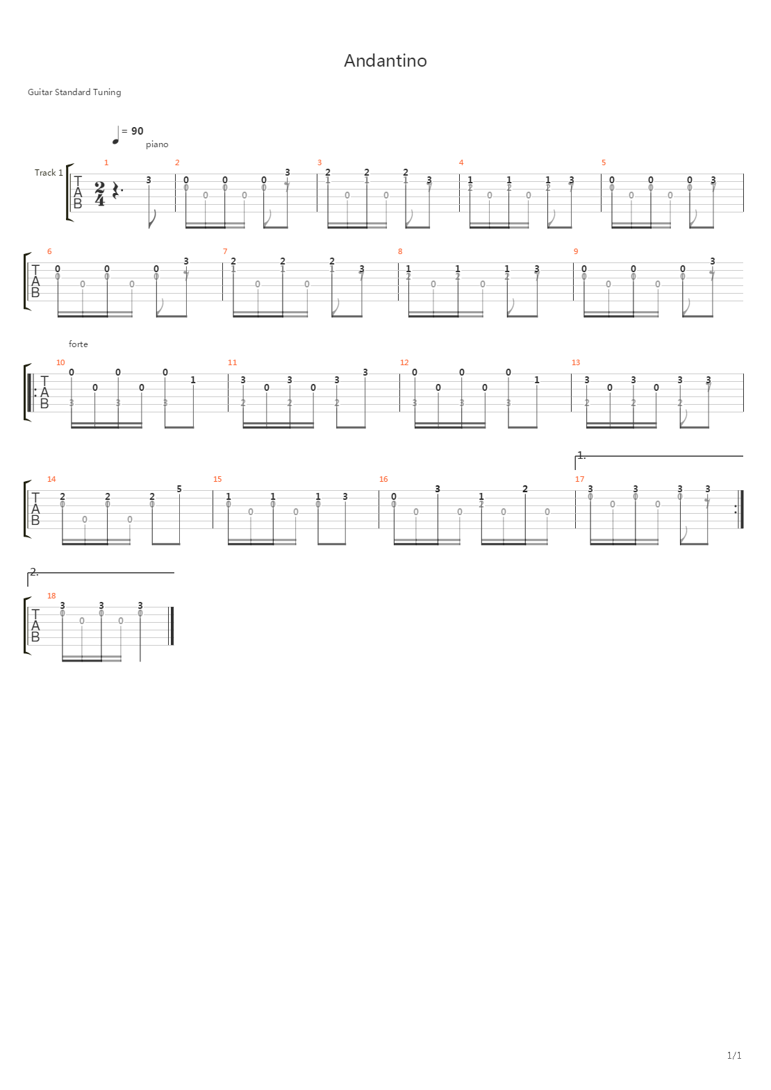 Andantino in G-dur吉他谱