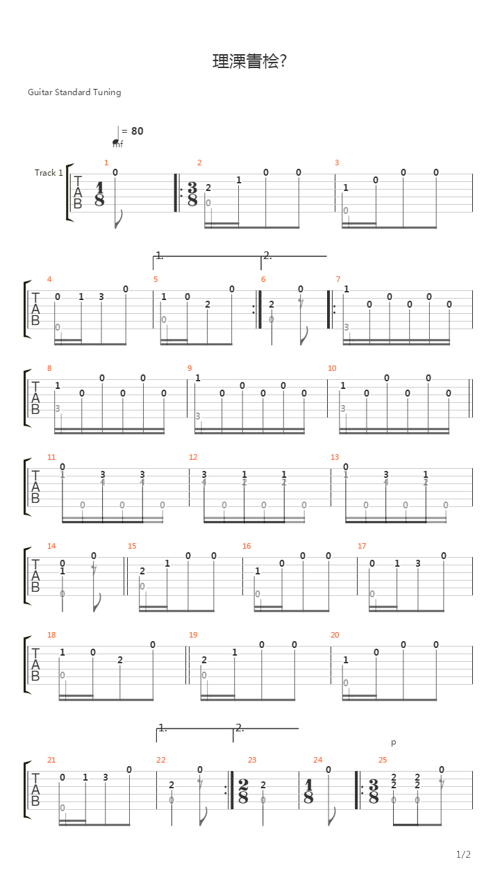 Andantino in a-moll吉他谱