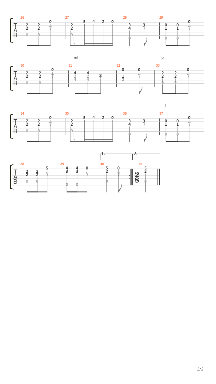 Andantino in a-moll吉他谱