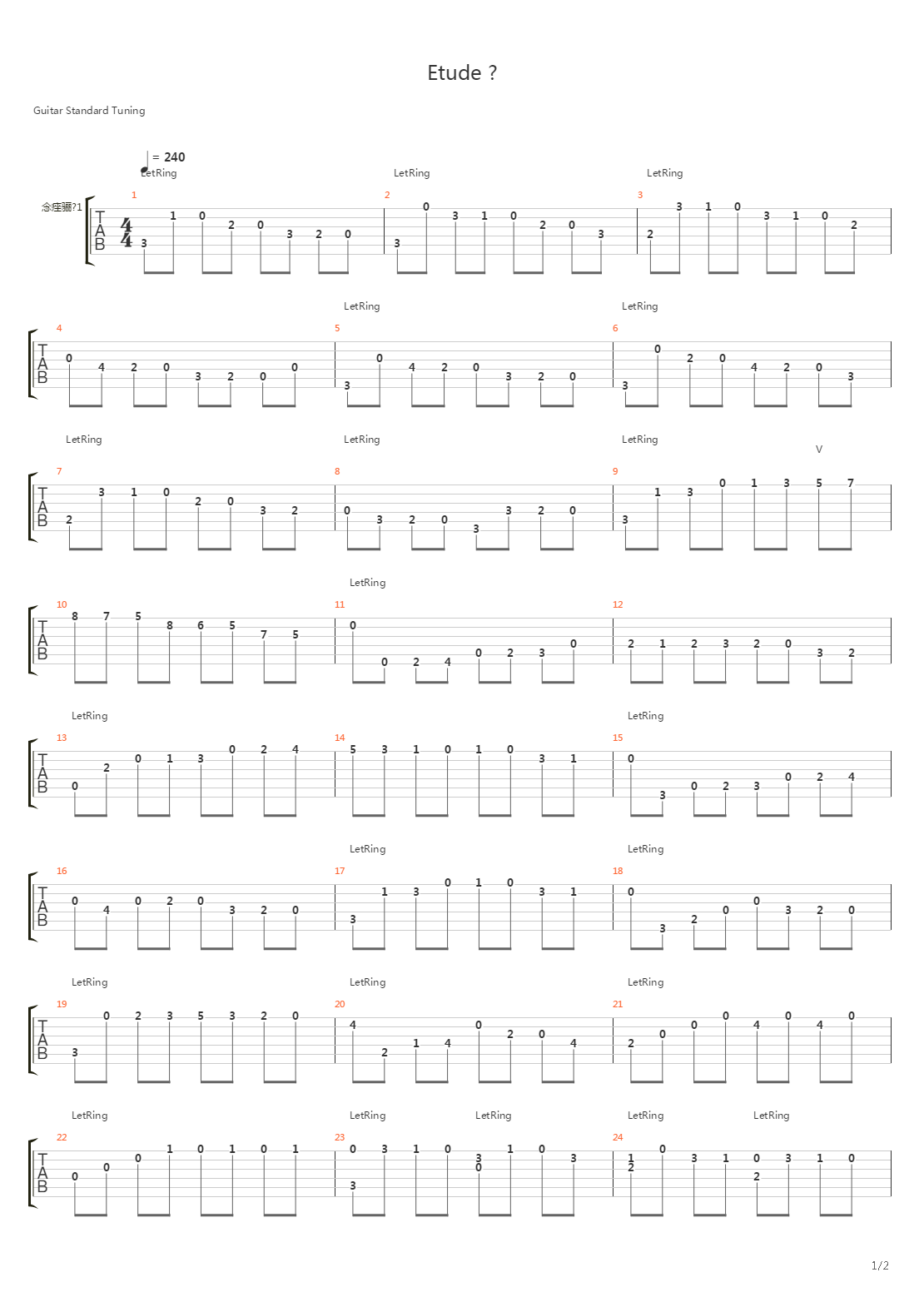 Etude No 1 (op.60)吉他谱