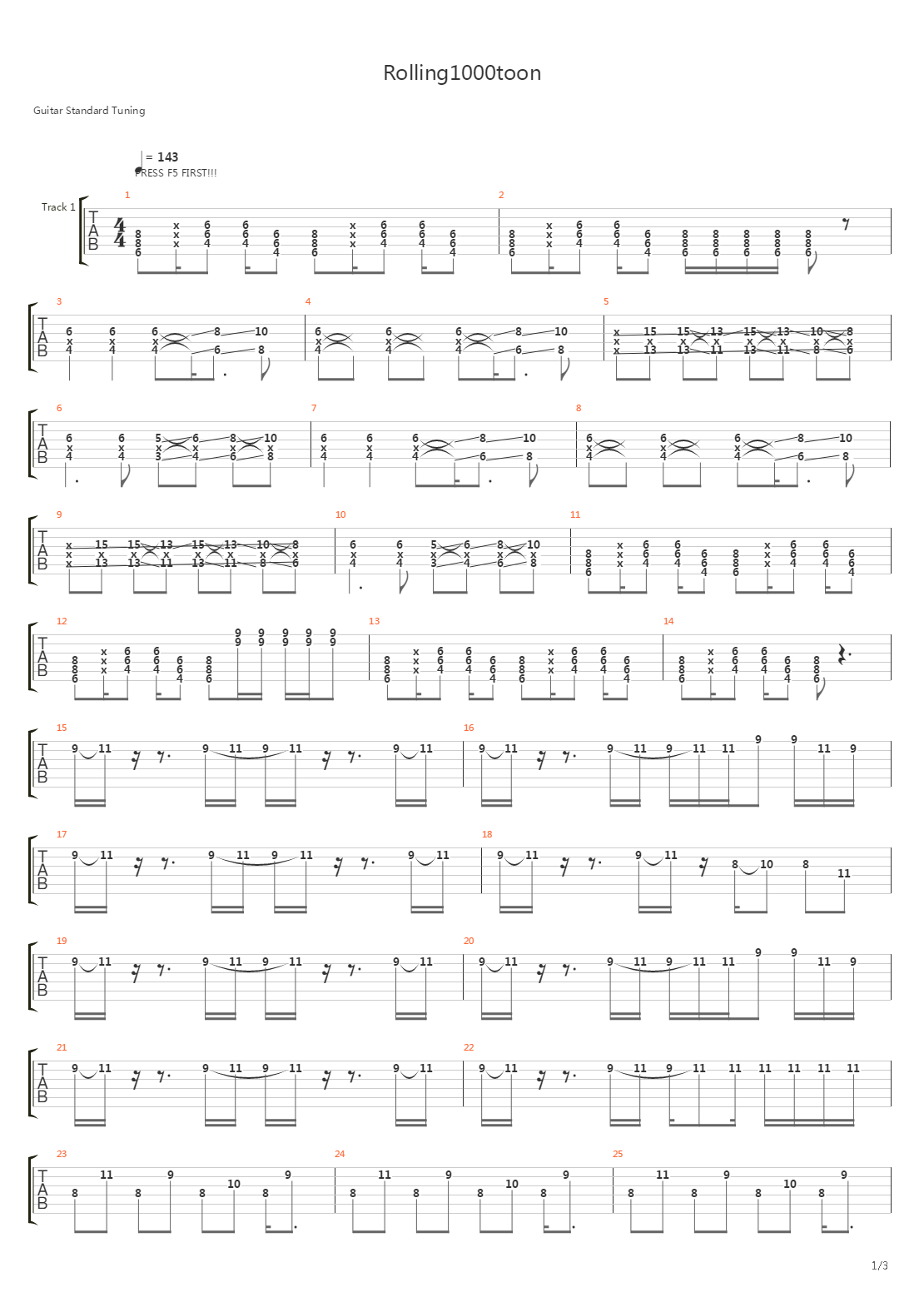 Rolling1000toon吉他谱