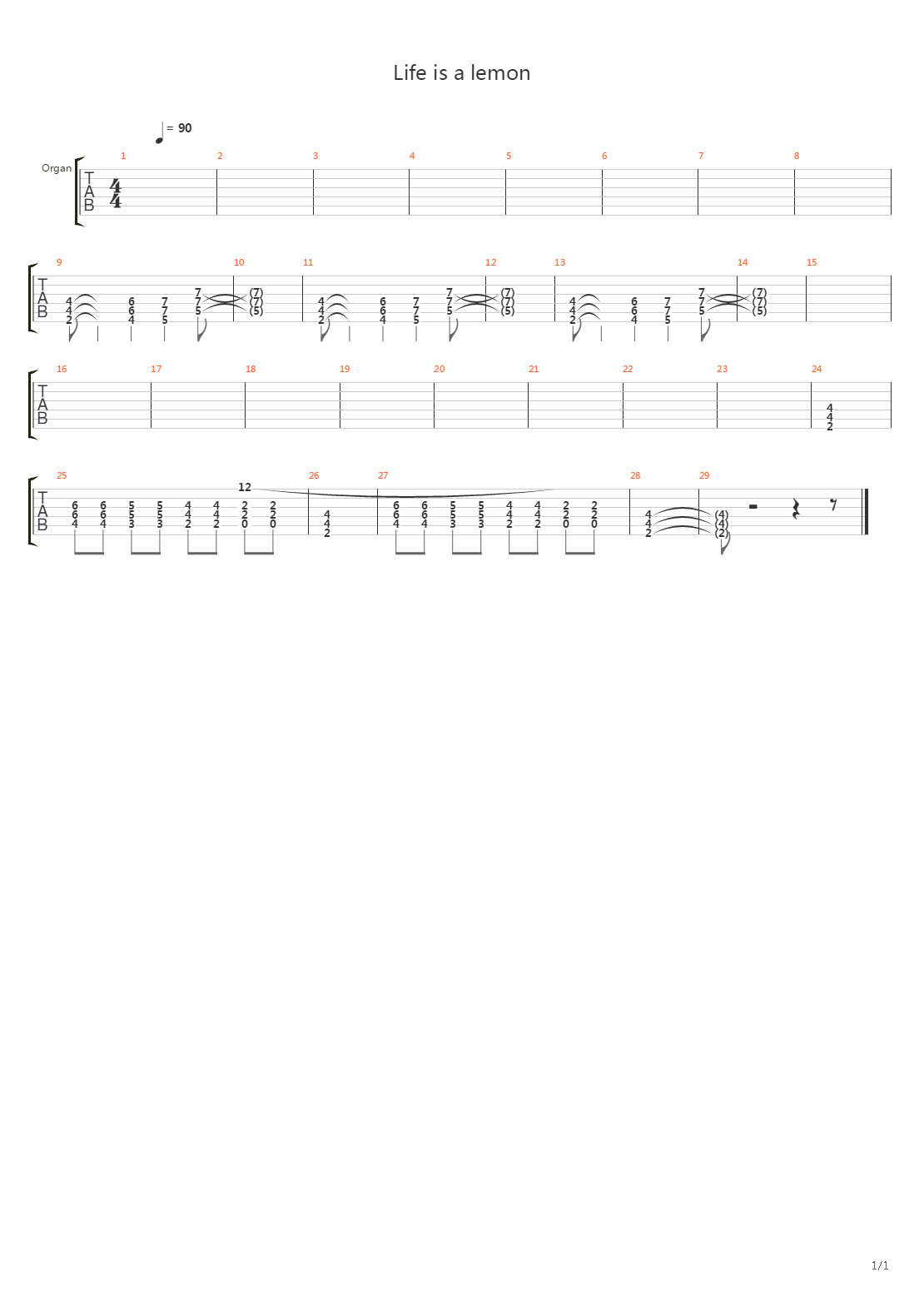 Life Is A Lemon吉他谱