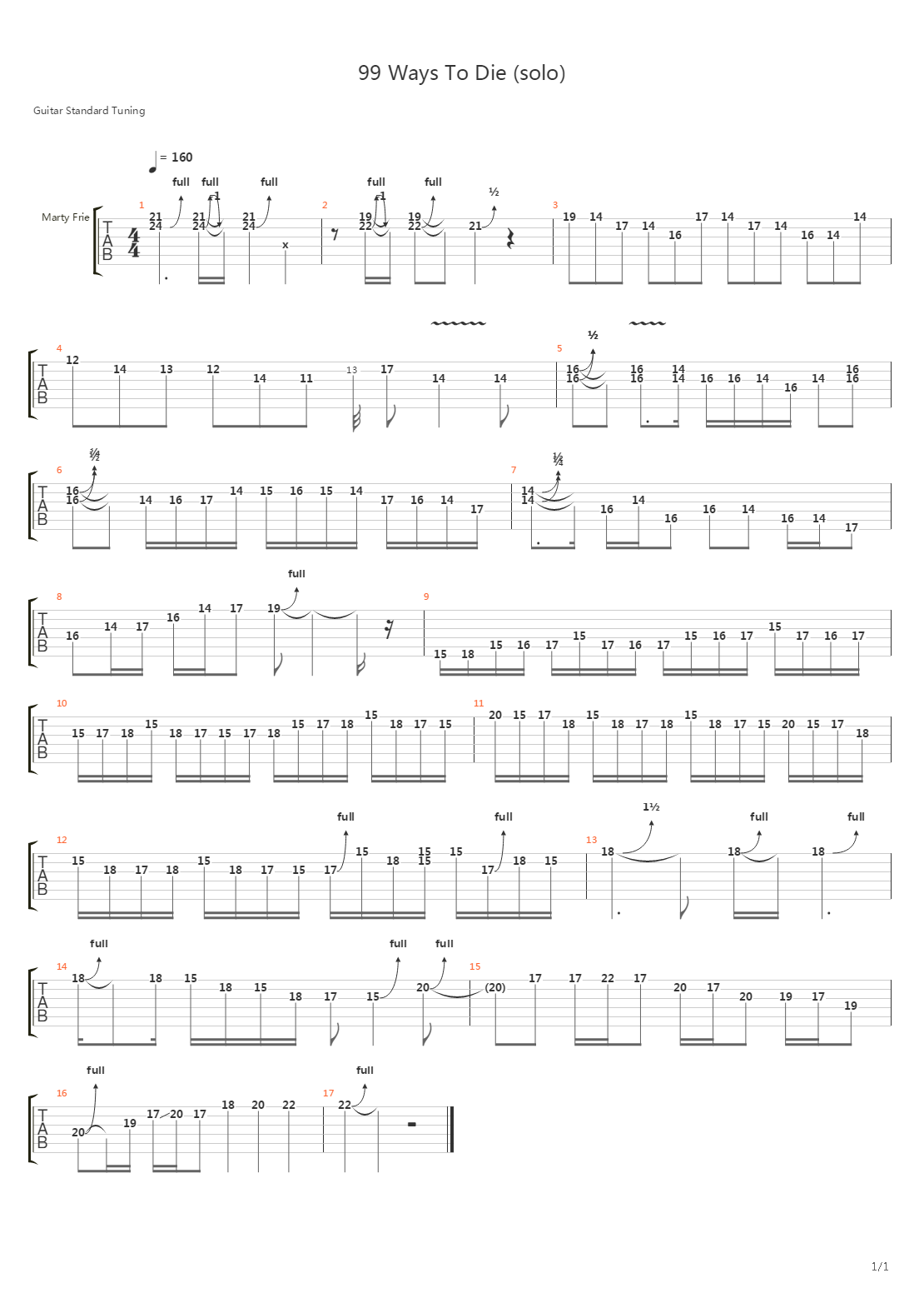 99 Ways To Die (solo)吉他谱