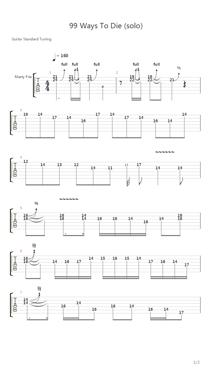 99 Ways To Die (solo)吉他谱