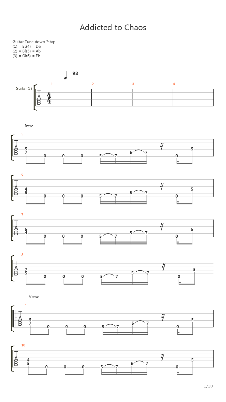 Addicted To Chaos吉他谱