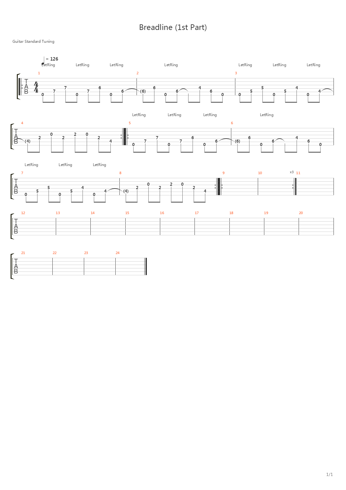 Breadline (1st Part)吉他谱