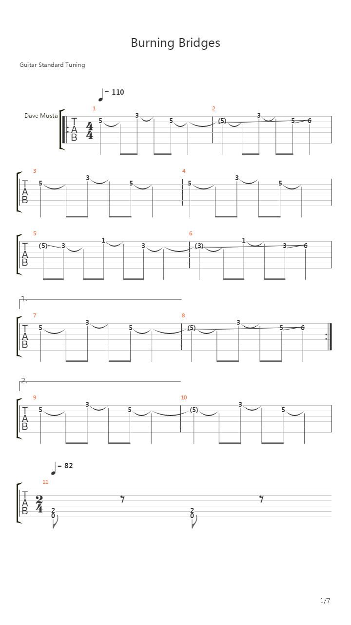 Burning Bridges吉他谱