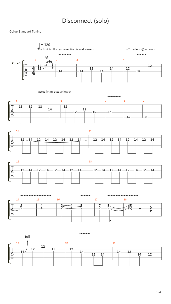 Disconnect (solo)吉他谱
