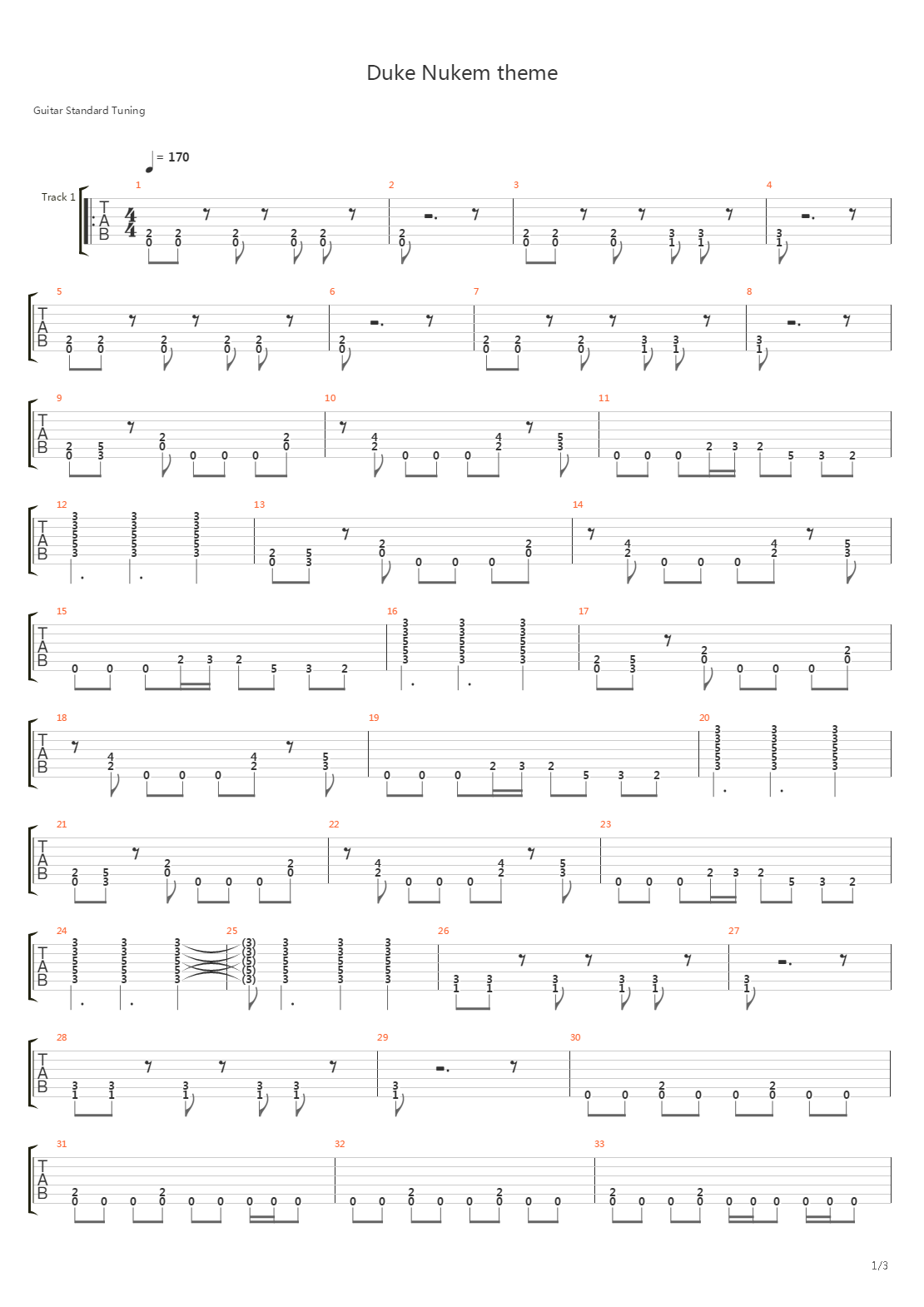 Duke Nukem Theme吉他谱