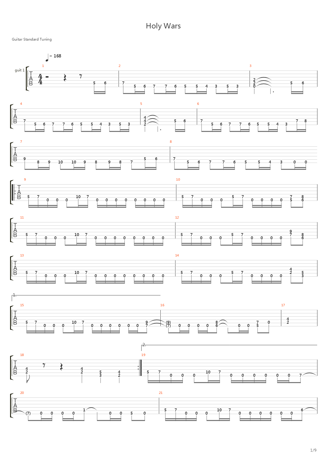 Holy Wars吉他谱