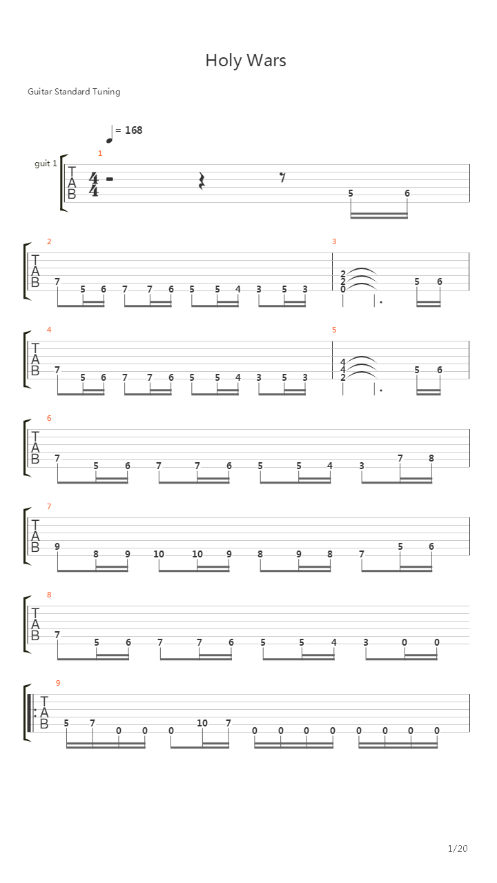 Holy Wars吉他谱