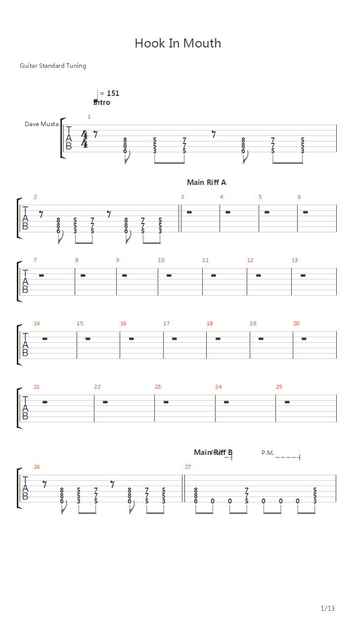 Hook In Mouth吉他谱