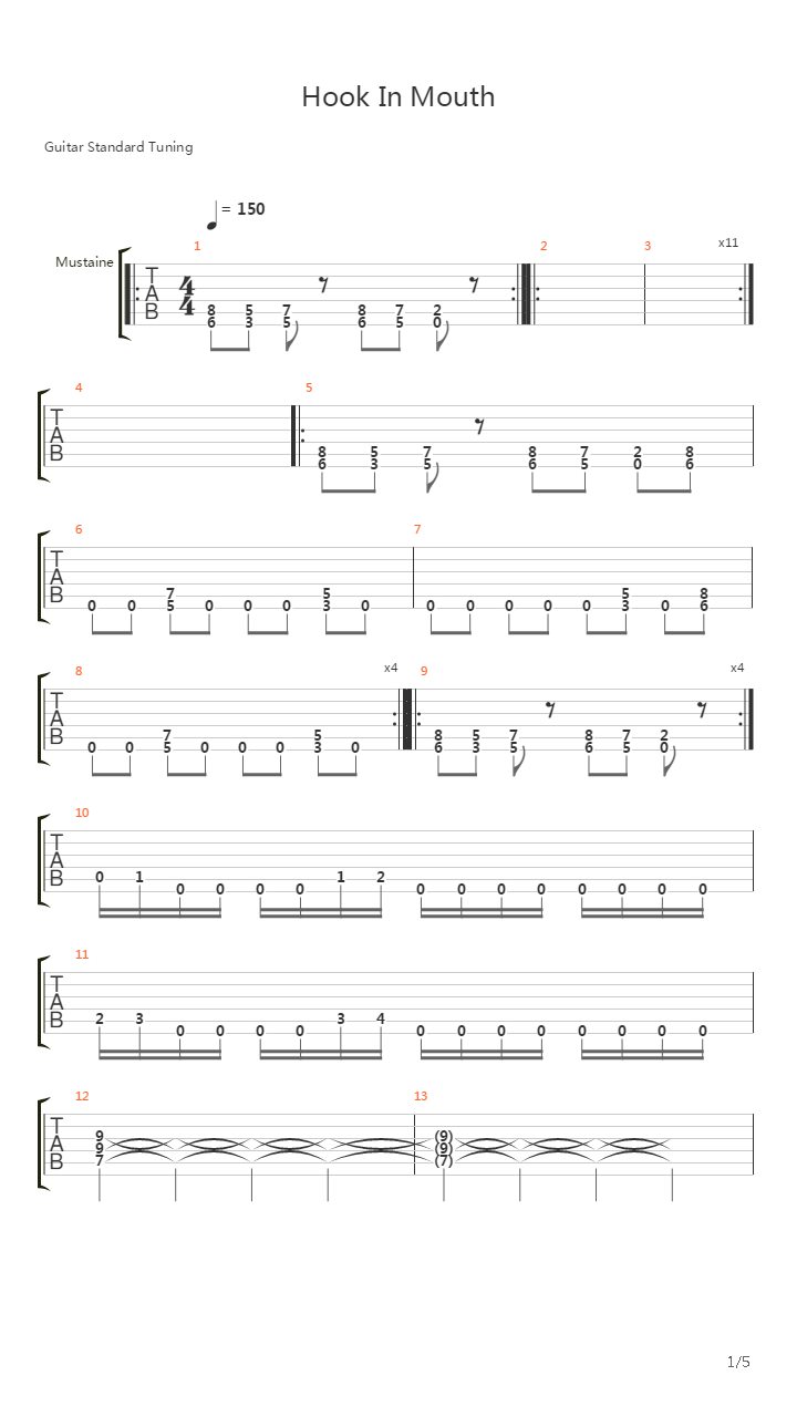 Hook In Mouth吉他谱