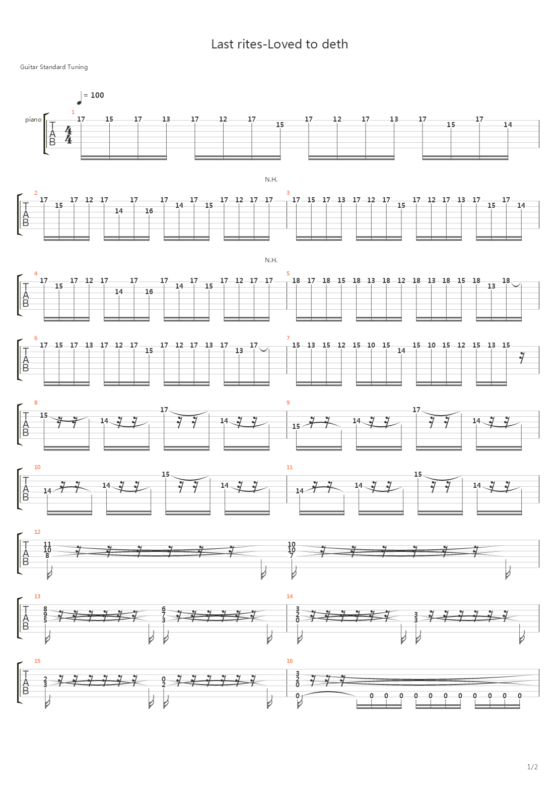 Last Rites Loved To Death吉他谱