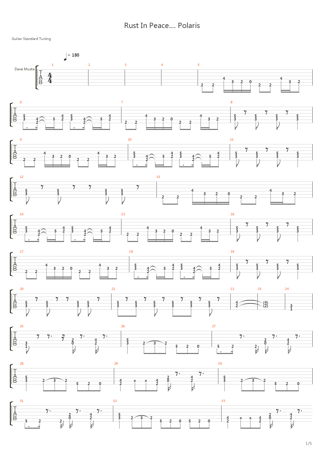 Rust In Peace Polaris吉他谱