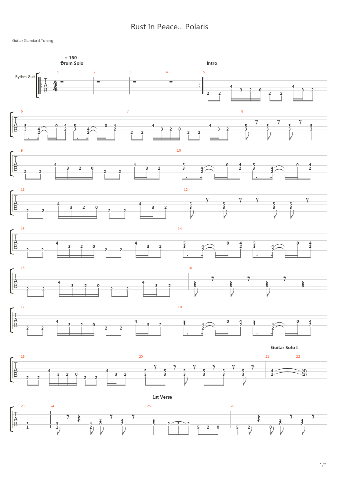 Rust In Peace Polaris吉他谱