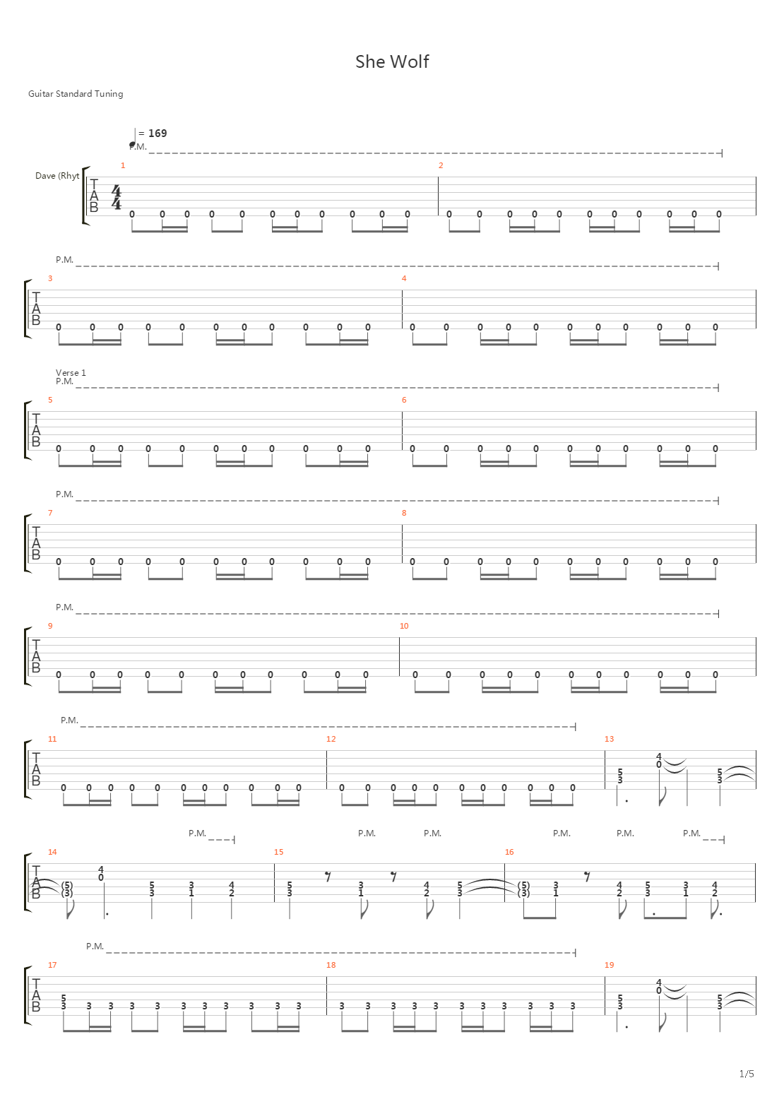 She Wolf吉他谱