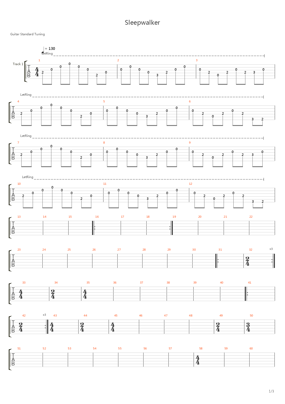 Sleepwalker吉他谱