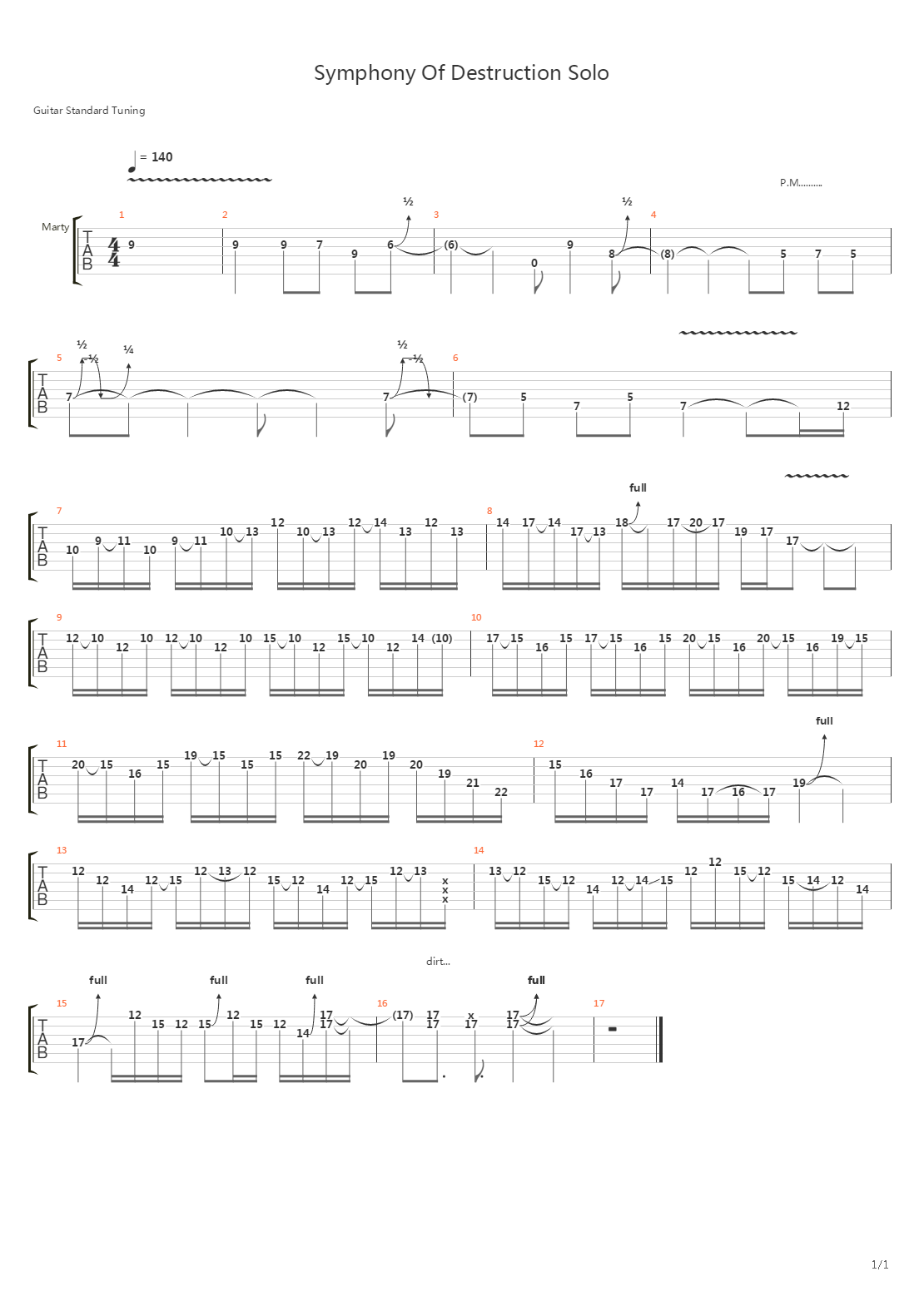 Symphony of destruction (solo)吉他谱
