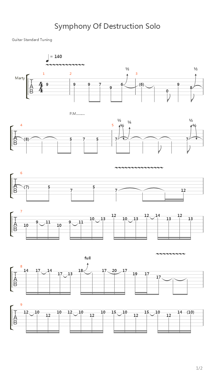 Symphony of destruction (solo)吉他谱