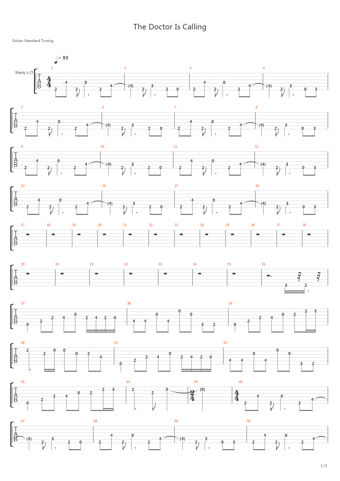 The Doctor Is Calling吉他谱